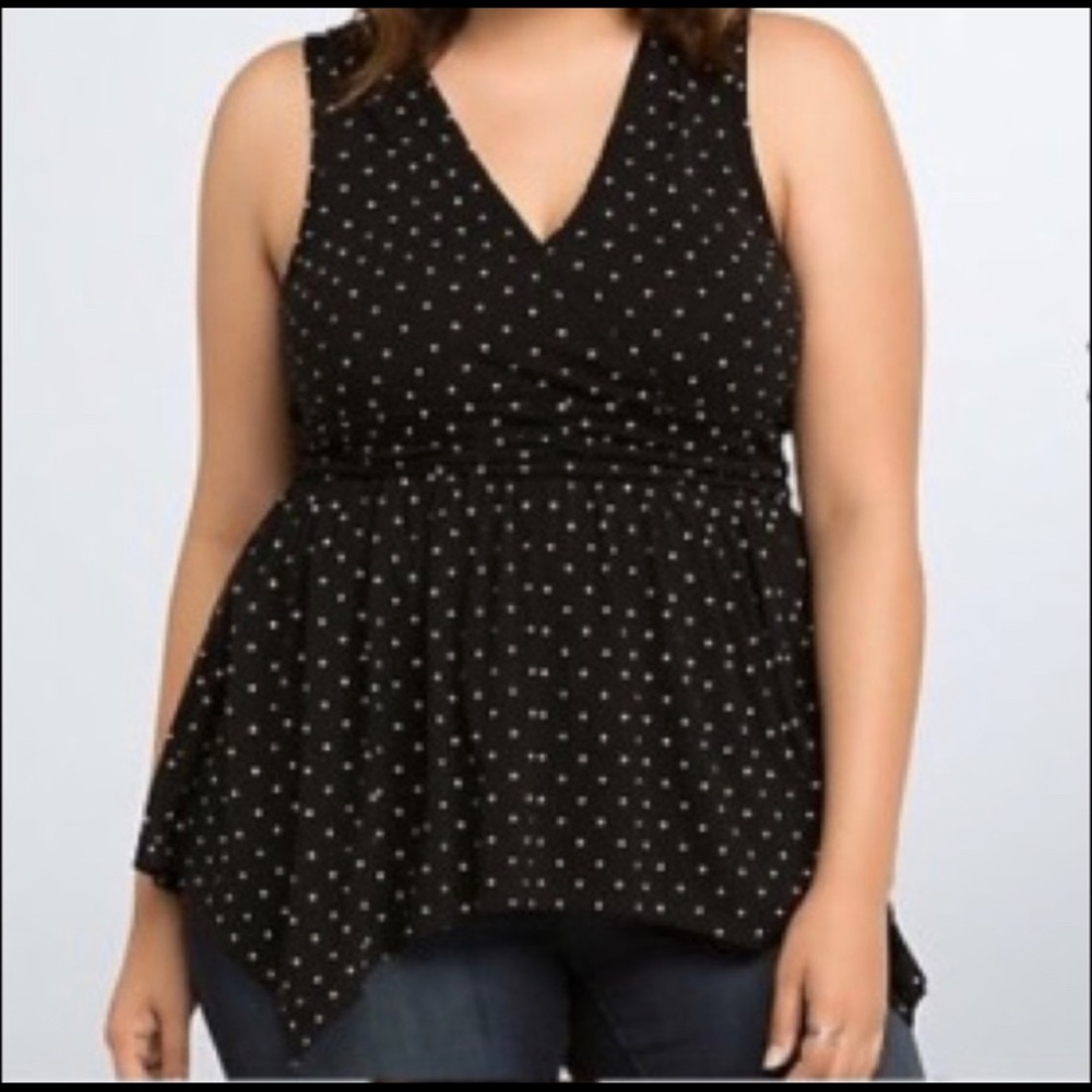 Torrid Black and White Polka Dot Tank 5x
